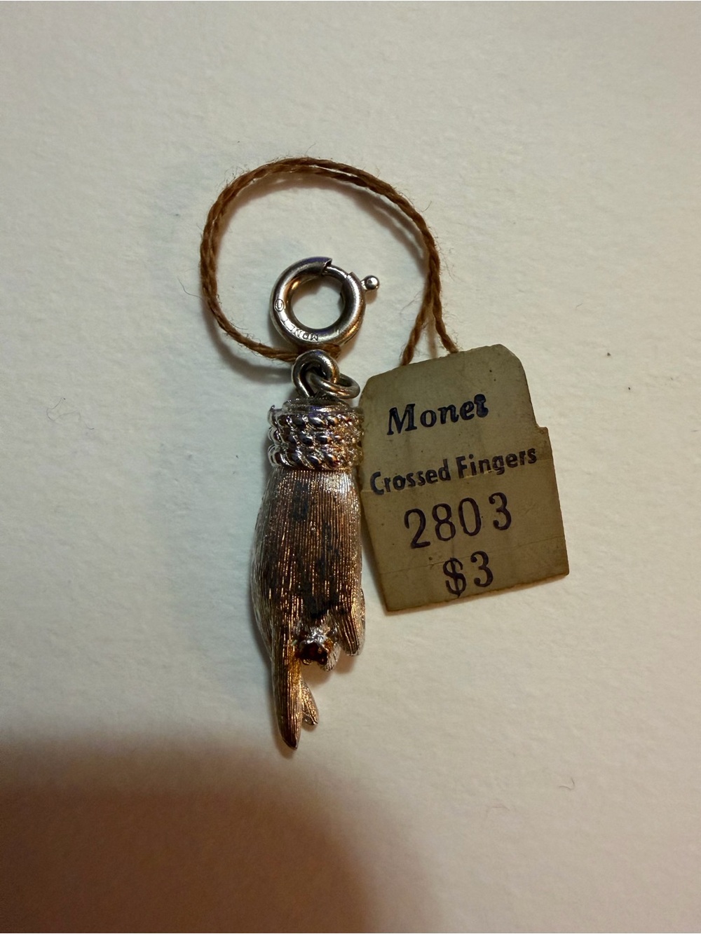 Monet Silver-Tone Crossed Fingers Charm Pendant